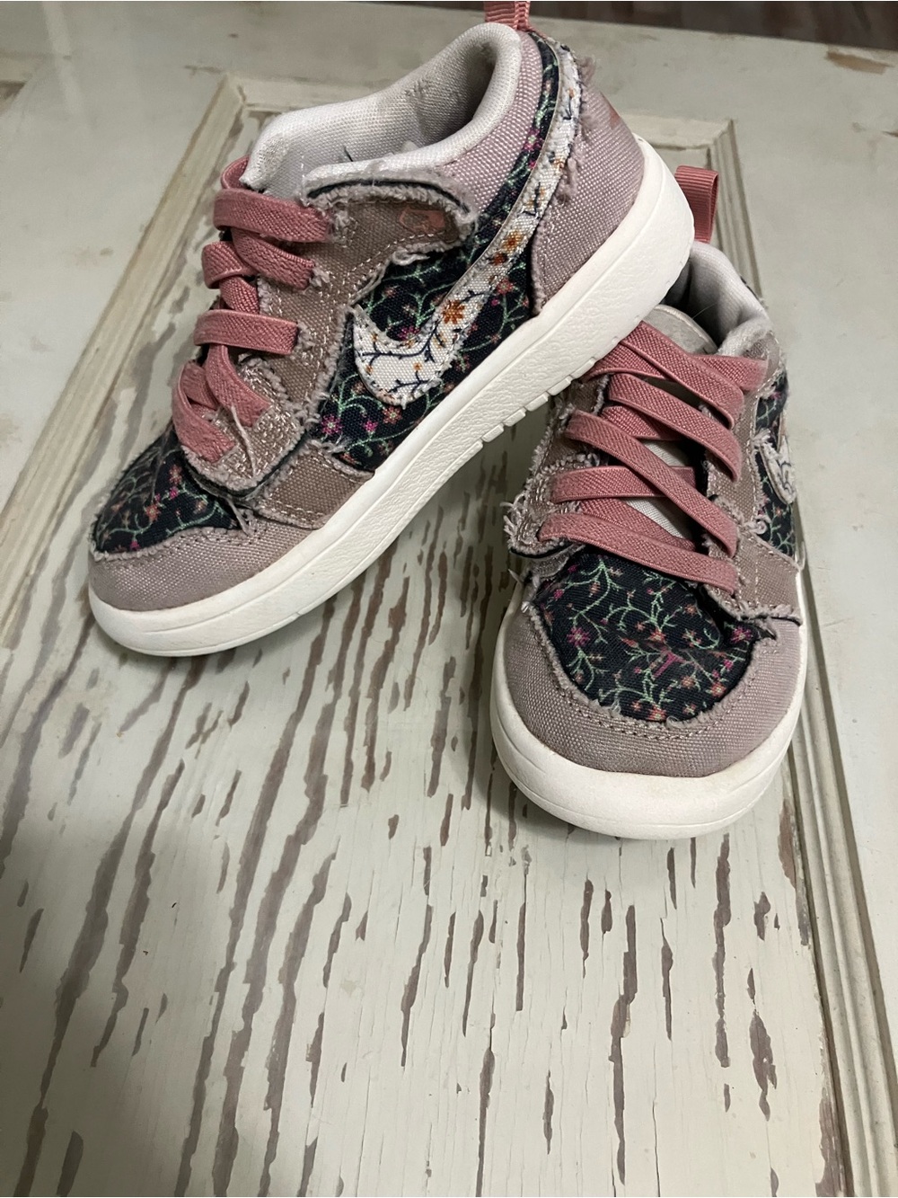 Nike Kids Pink Floral Swoosh Sneakers